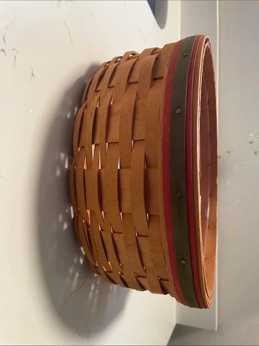 Longaberger small storage solutions  Basket with Red and Olive Accent Bands